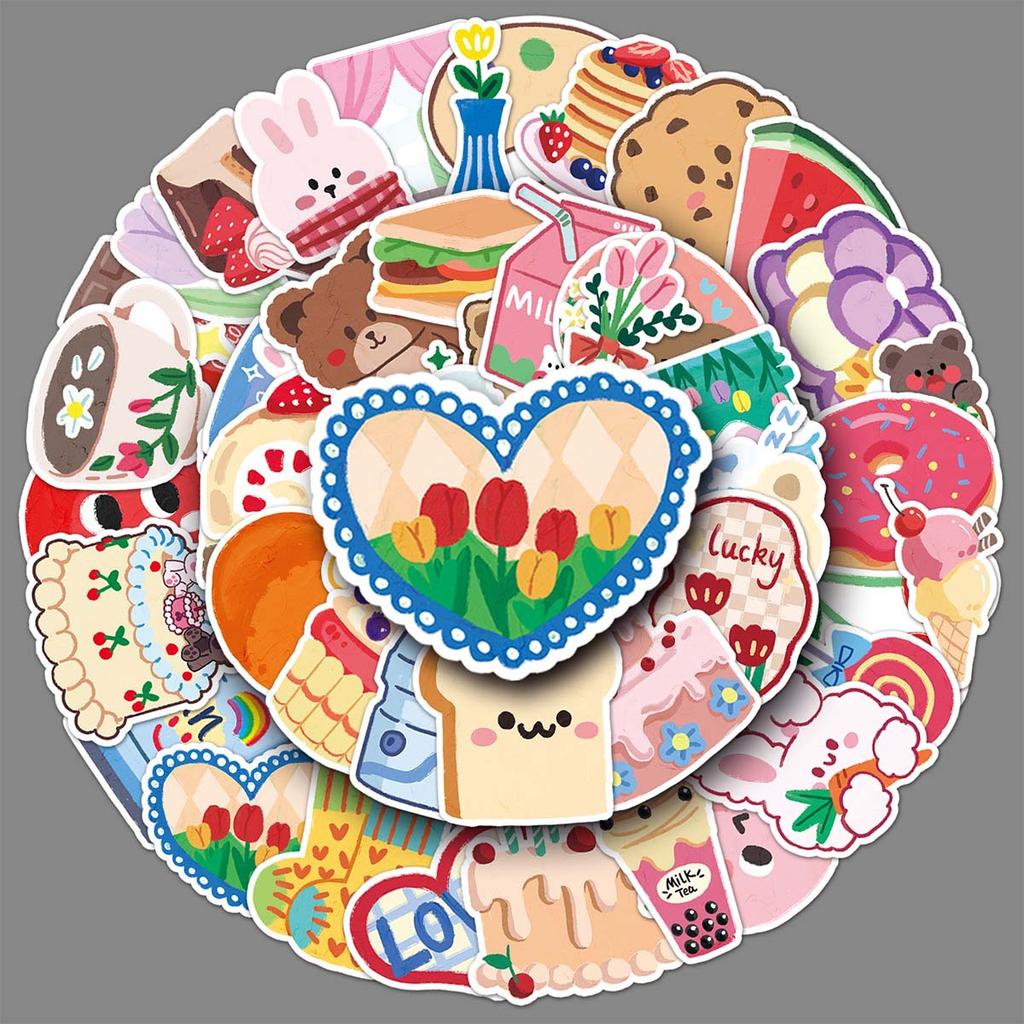 50 Hand-painted Oil Paintings Doodle Personality Cartoon Cute Guka Decorative Mobile Phone Case Suitcase Stickers Waterproof