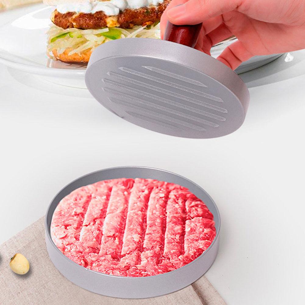 Hamburger Press Patty Maker Non-Stick Burger Patty Press with Wood Handle Aluminum for Meat Grill Beef Cheese Veggie Burger