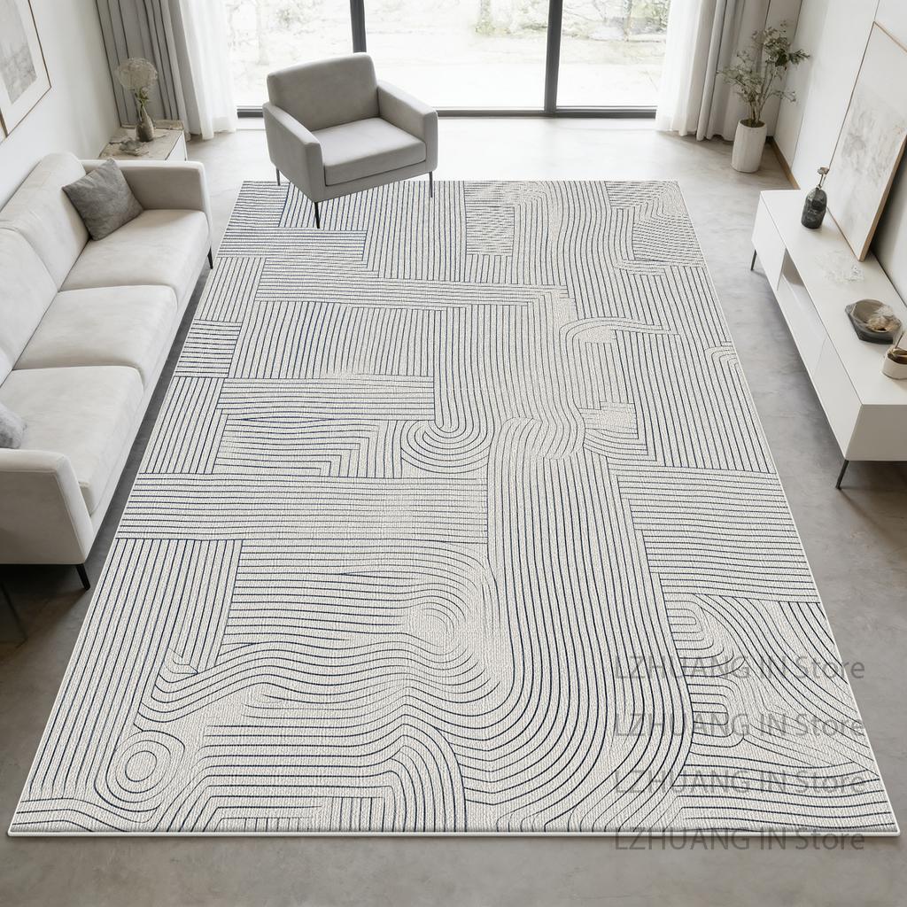 Modern Abstract Line Style Non-slip Fluffy Carpet Easy Clean Short Velvet Living Room Rug Decoration Bedside Foldable Floor Mats