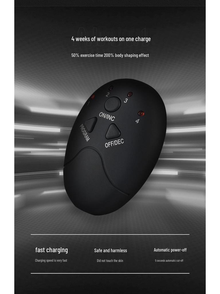 EMS Rechargeable Ab Muscle Stimulator with Digital Display - Smart Fitness Patch for Abs and Weight Loss