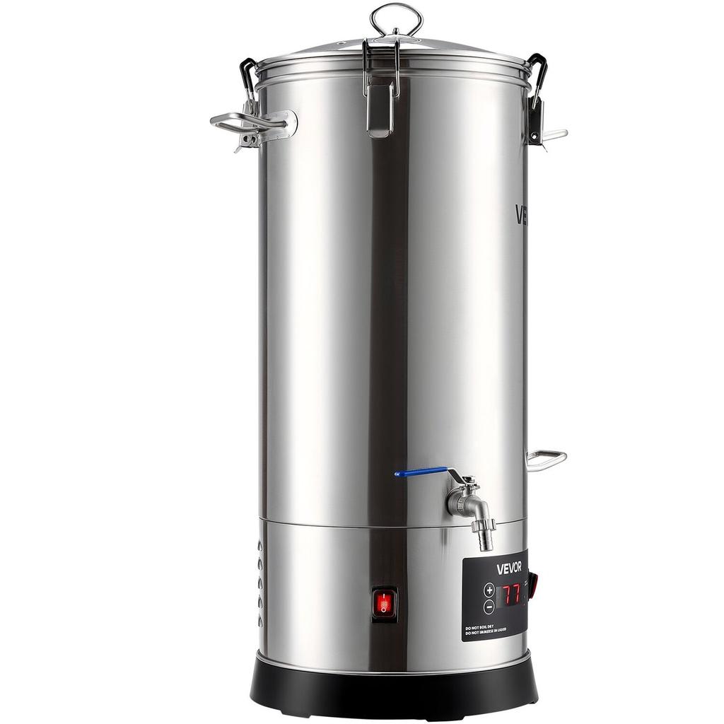Sistema di Cottura Elettrico, Pentola di Cottura 8 Gal/30L Birraio Casalingo, Corpo in Acciaio Inossidabile 304, Dispositivo di Infusione e Bollitura con Cestello Interno Integrato e Rinforzato