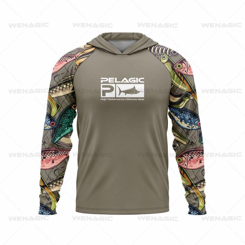 Unisex Lightweight Breathable Fishing Shirt With Hood UV Protection Quick Dry Long Sleeve Saltwater Freshwater Angling