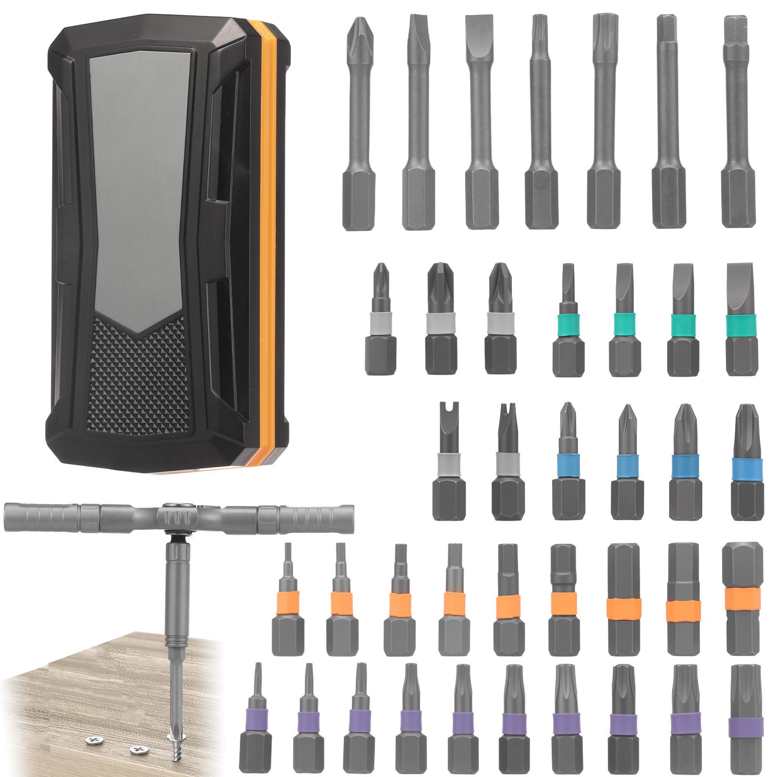 

43 in 1 Ratchet Screwdriver Set Magnetic Screwdriver Set Multi Bit Drive Kit with Handle and 40 Bits for Glasses Computes Repair оранжевый