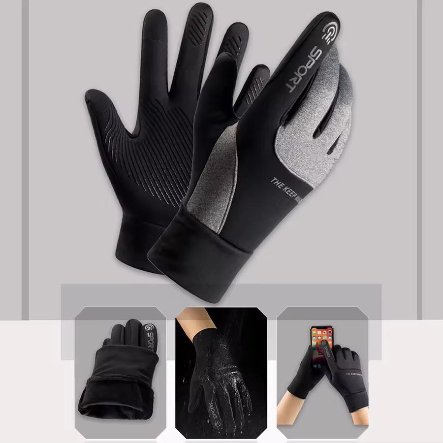 Ski Riding Gloves Men Winter Warm and Windproof Touch Screen Gloves Motorcycle Riding Outdoor Sports Running Full Finger Gloves