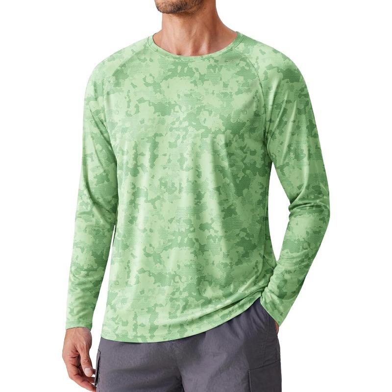 PINSPARK Mens UV Protection Shirts Long Sleeve Fishing Shirts Camo Rash Guard Swim Shirt Quick Dry Athletic Workout Tshirts