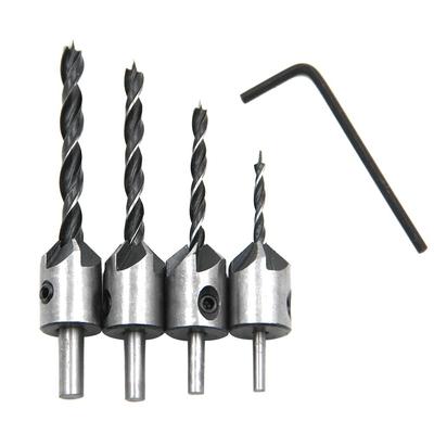 4 pezzi trapano a tre punte per lavorazione del legno svasatura 3-6 mm trapano alesatore vite smussatura trapano punta foro apri set di utensili