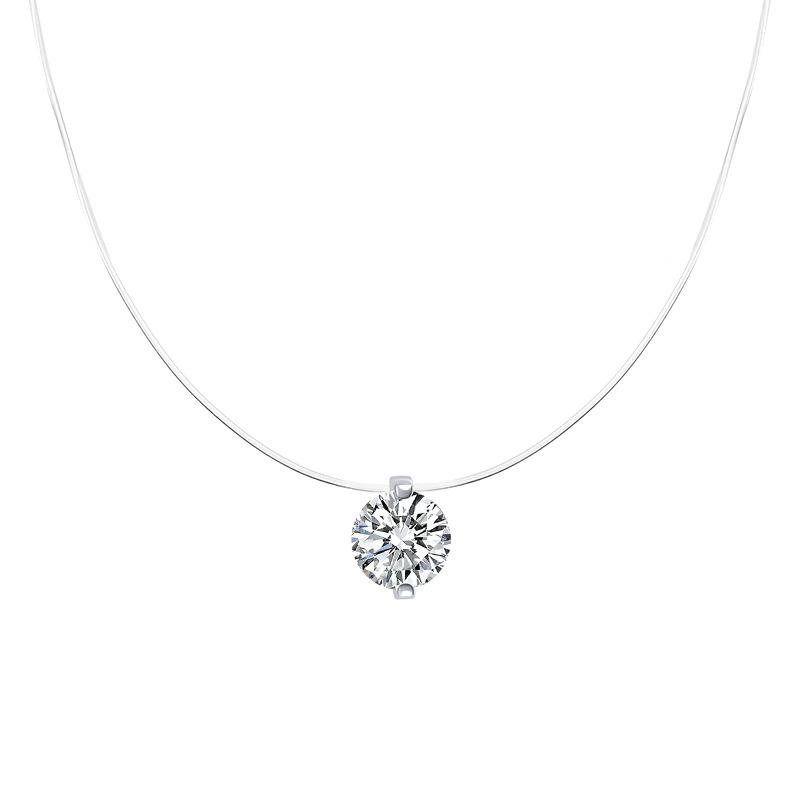 

Certified D VVS1 0.5-5CT Moissanite Pendant Necklace for Women 925 Silver Transparent Fishing Line Chain Party Jewelry 0.5ct 5mm Moissanite білий