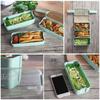 3-In-1 Compartment Wheat Straw Bento Box Reusable Tableware Lunch Containers Meal and Snack Food Containers Portable Lunch Box