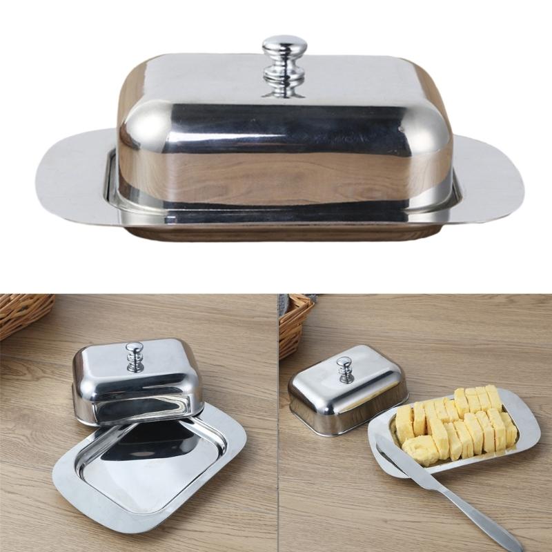Multipurpose Stainless Steel Cheese And Butter Storage Container Square Design Kitchenwares For Freshness Snacks Baking