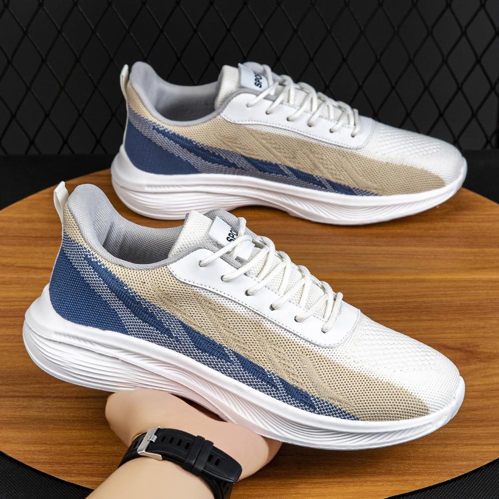 Men's shoes summer breathable large size fly-woven shoes lace-up running mesh casual shoes lightweight versatile sports shoes men