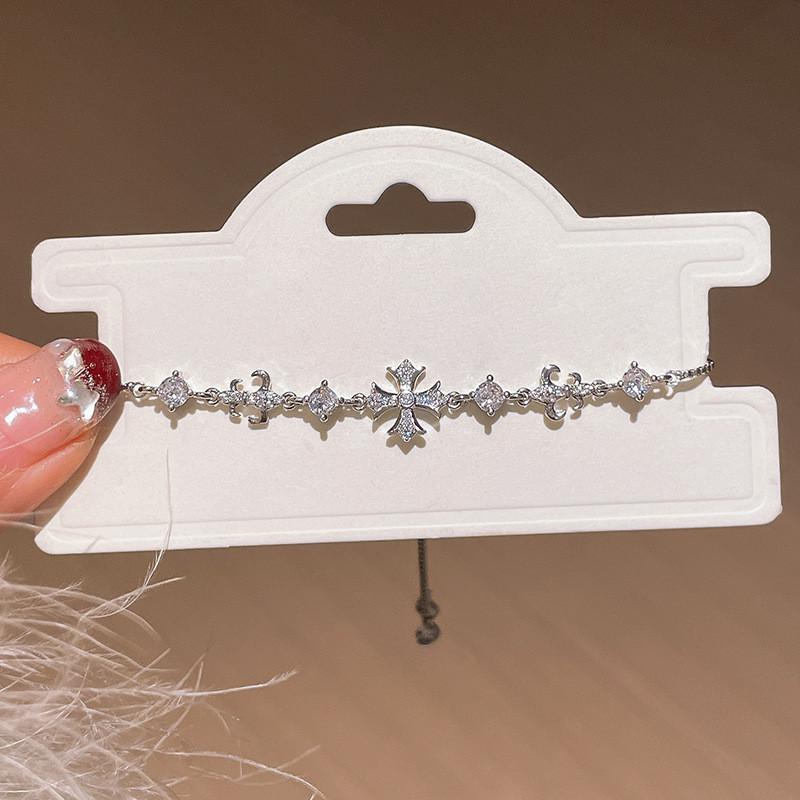 

Iris Flower Zircon Cross Adjustable Bracelet For Women Fashion Jewelry Gift For Her срібний