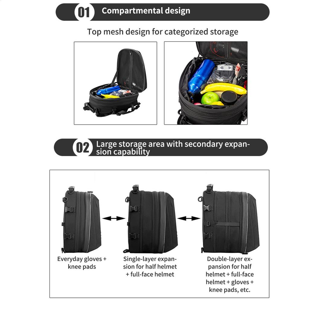 Motorcycle Bag 20L-28L Expandable Handbag Waterproof Motorcycle Helmet Bag For Motorbike Scooter Dirt Bike Touring Commuting