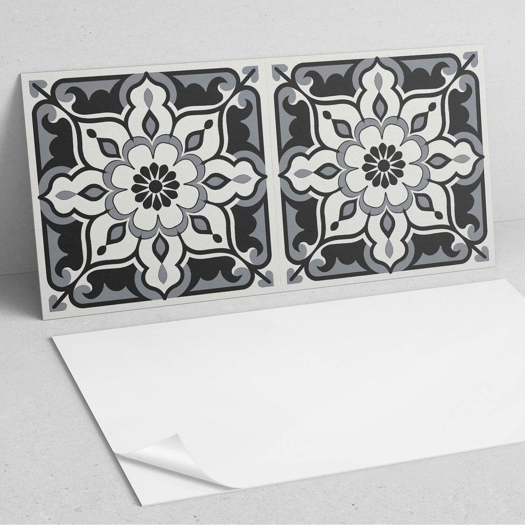 Winylowy Panel Samoprzylepny Do Kuchni 100X50 Cm Kwiatowy Wzór Z Ornamentami