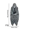 Sitting Ghost Figurine Holding Tea Cup Gothic Skeleton Halloween Decor with Coffee Cup Seasonal Decor for Room Bedroom Dormitory