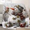 1pc Creative Cute Snowman Pattern Flannel Blanket, Christmas Decorative Throw, Soft and Comfortable Blanket, for Travel, Sofa, Bed, Office, Home Decor