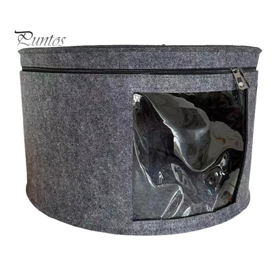 Ведро-органайзер для хранения шляп, прозрачный дизайн, застежка-молния, большая вместимость, чехол-органайзер для ковбойских шляп с ручкой S серый