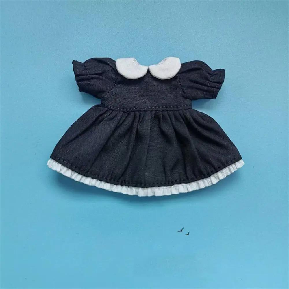 Fashion Doll Clothes Lattice Skirt Dresses For 1/11 OB11 Dolls Outfits Puff Sleeve Dresses For 1/12 BJD Dolls Tops Doll Clothes