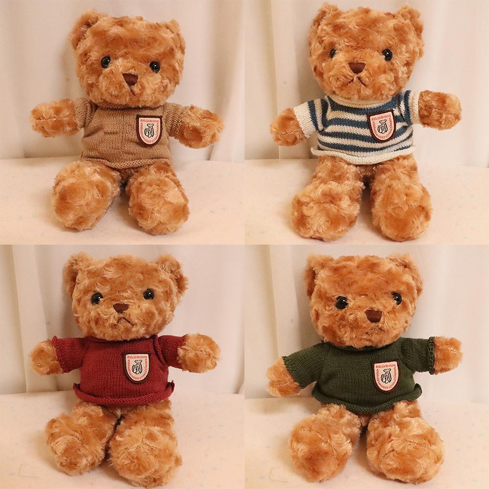 25cm Cute Wear Sweater Teddy Bear Plush Toys Adorable Stuffed Animal with Soft Twisted Teddy Bear Perfect Gift for Girls or Kids