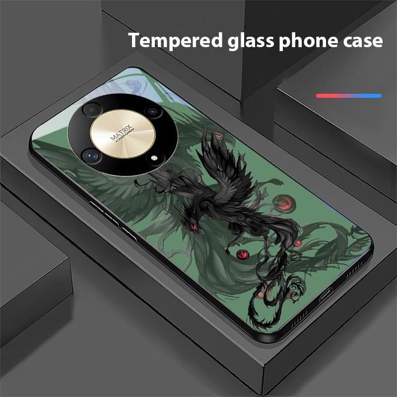 Schwarze Cartoon Dapeng Hülle für Honor Magic 6 50 70 90 Lite X7b 200 Pro Nova 10 Nova 5T X6 P30 Pura 70 Ultra Gehärtetes Glas Handyhülle