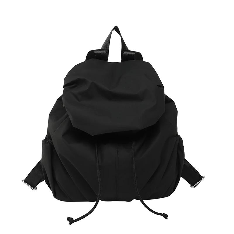 

Solid Trend Versatile Light Large Capacity Backpack Niche Design Ccise Drawstring Commute College Student School Bags чёрный