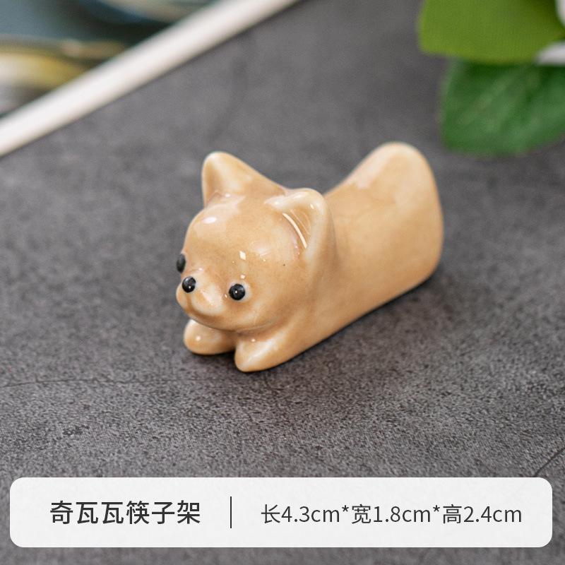 Cute Cartoon Dog Cat Ceramic Chopsticks Holder Chopstick Holder Stand Practical Fashion Chinese Kitchen Tableware Utensil