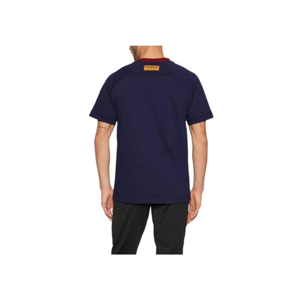 Nike Paris Saint-Germain Travel Logo Embroidered Round Neck Short Sleeve T-shirt Men Tops Blue DV5108-498