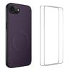 For iPhone 16e Magnetic Case WANLONFENG TQ1 Series Carbon Fiber Texture PC TPU Phone Cover with 2Pcs Screen Films