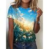 Daily Comfort Versatile Flower Print Women's Top Short Sleeve Fashion Loose T-Shirts Women’s