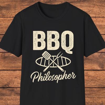 BBQ Philosoph T-Shirt, Lustiges Grillmeister Shirt, Geschenk für Grillliebhaber