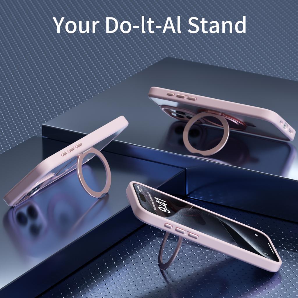 Transparent For Magsafe Wireless Charge Ring Holder Phone Case For iPhone 15 14 Plus 13 12 Pro Max Clear Metal Kickstand Cover