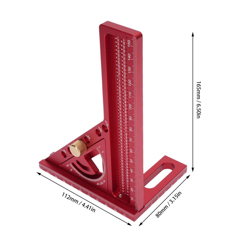 Multi Angle Measuring Ruler 0-180° Adjustable Aluminum Alloy Anodized Finish Measuring Miter Triangle Ruler for Woodworking