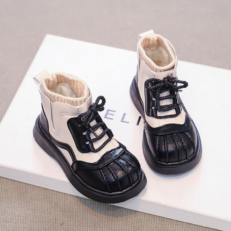 Dívčí sametové kotníkové boty Dětské módní boty v britském stylu Dívčí super měkké zimní boty