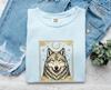 Wolf Portrait Shirt Animals Celestial Gift Women Boho Tee Wolf T-Shirt Wildlife Fan Hippie Tshirt Galaxy Graphic Vintage Moon Tshirt