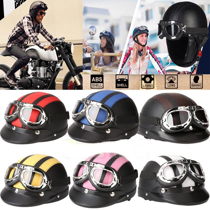 Adult Helmets Motorcycle Retro Half Cruise Helmet Motorcycle Scooter Helmet Goggles For Harley Vintage GERMAN Motorcycle