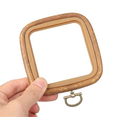Holzmaserung Gestickter Stretch-Werkzeug-Kunststoff Achteckiges Quadratisches Stickrahmen-DIY-Nähhandwerk Handgemachte Nähzubehör