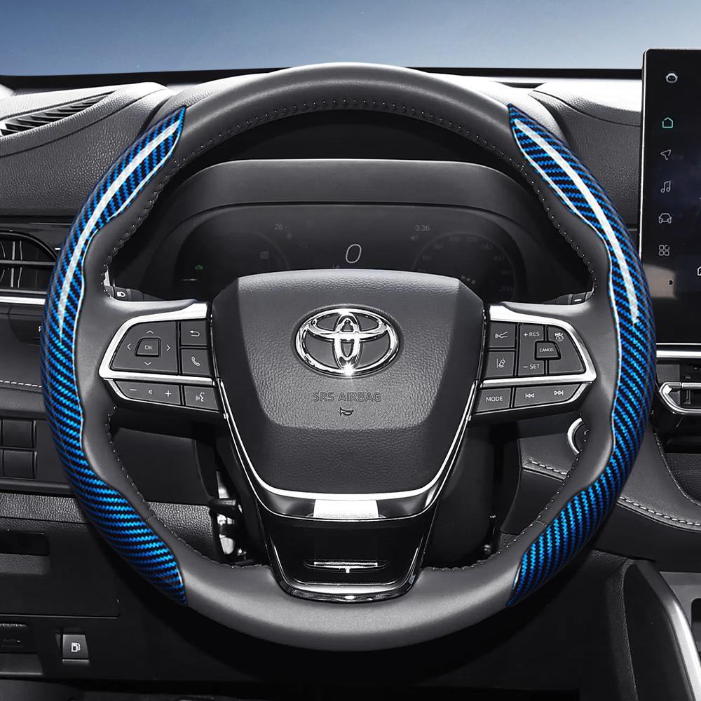 Suitable for Toyota Carbon Fiber Texture Steering Wheel Cover with Segmented Quick-Release Design, Durable, for Rav4, Hilux, Camry, Y