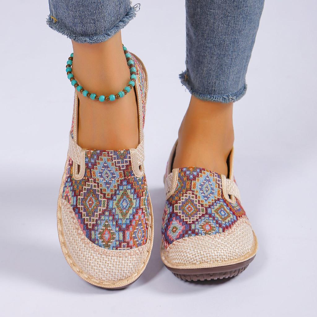 Foreign Trade Model One-pedal Old Beijing Shoes Shallow Mouth Women's Shoes Half Drag Linen Mother Canvas Single Shoes Soft Sole Summer Breathable