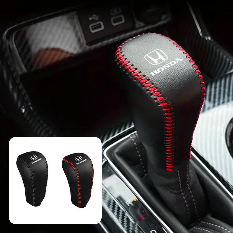Car Logo Shift Cover Leather Handbrake Shift Sleeve Accessories For Honda Civic Accord CRV Fit Jazz Transalp CBR cb500x Odyssey akd256