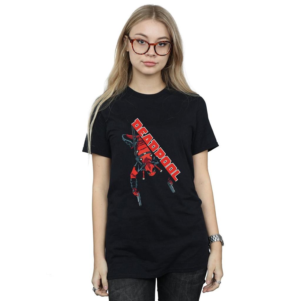 Marvel Womens/Ladies Deadpool Hang Split Cotton Boyfriend T-Shirt