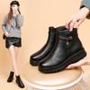 Microfiber Leather Mother Cotton Shoes Winter Velvet Warm Middle-aged and Elderly Women Flat Boots Non-slip Side Zipper for the Elderly
