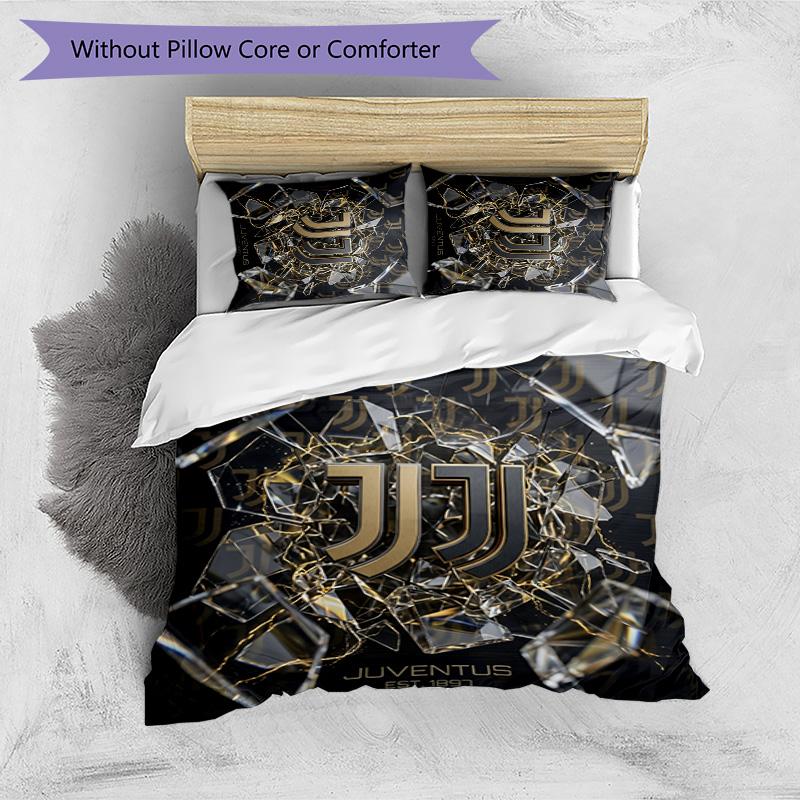 Set Biancheria da Letto 3 Pezzi con Stampa Pattern Juventus FC Morbido Delicato sulla Pelle Lavabile Copripiumino e Federe Set Stagione Unica Camera da Letto