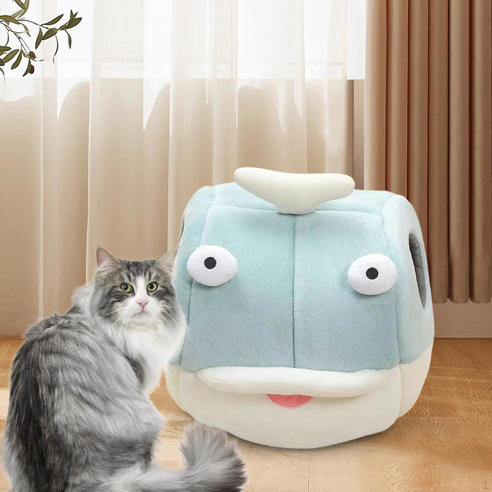 Cartoon Animal Print Cat Nest for Indoor Sleeping large green