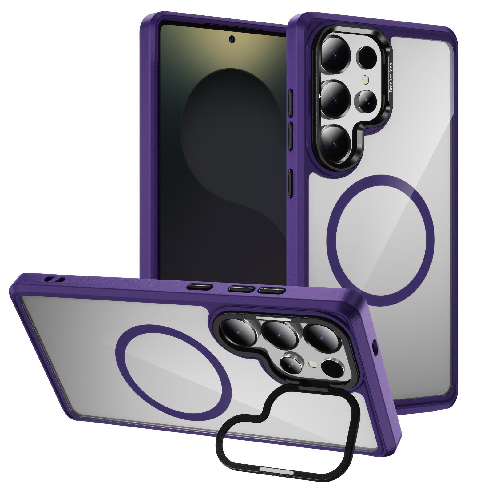 

Transparent Mobile Phone Case for S25UItra Lens Frame Invisible Bracket Magnetic Ring Wireless Charging and Anti-fingerprint S23 PLUS