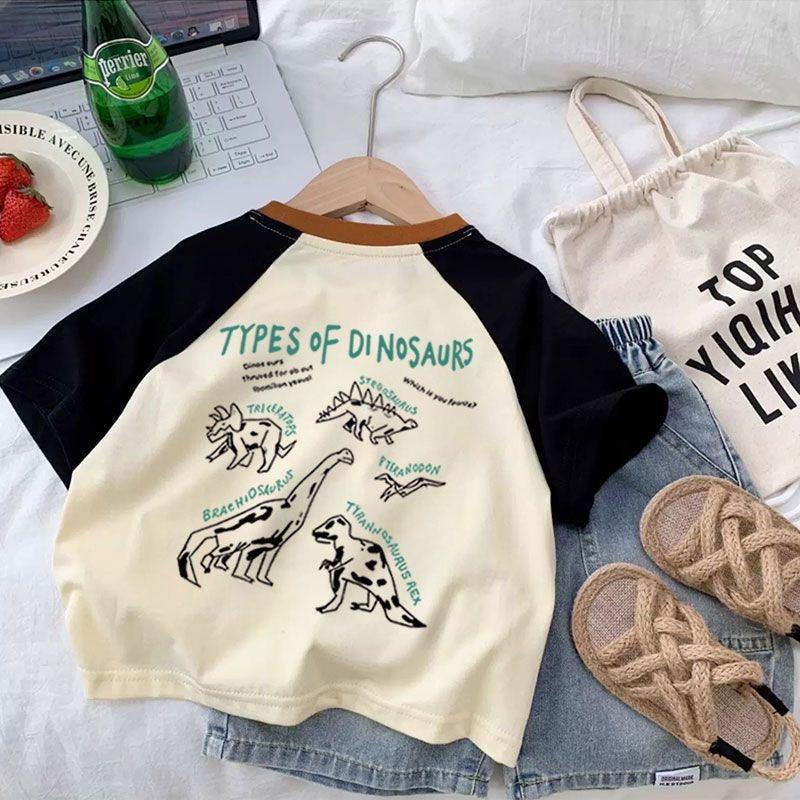 Boys Summer Cotton Dinosaur T Shirt Loose Comfortable Baby Short Sleeve Top 80