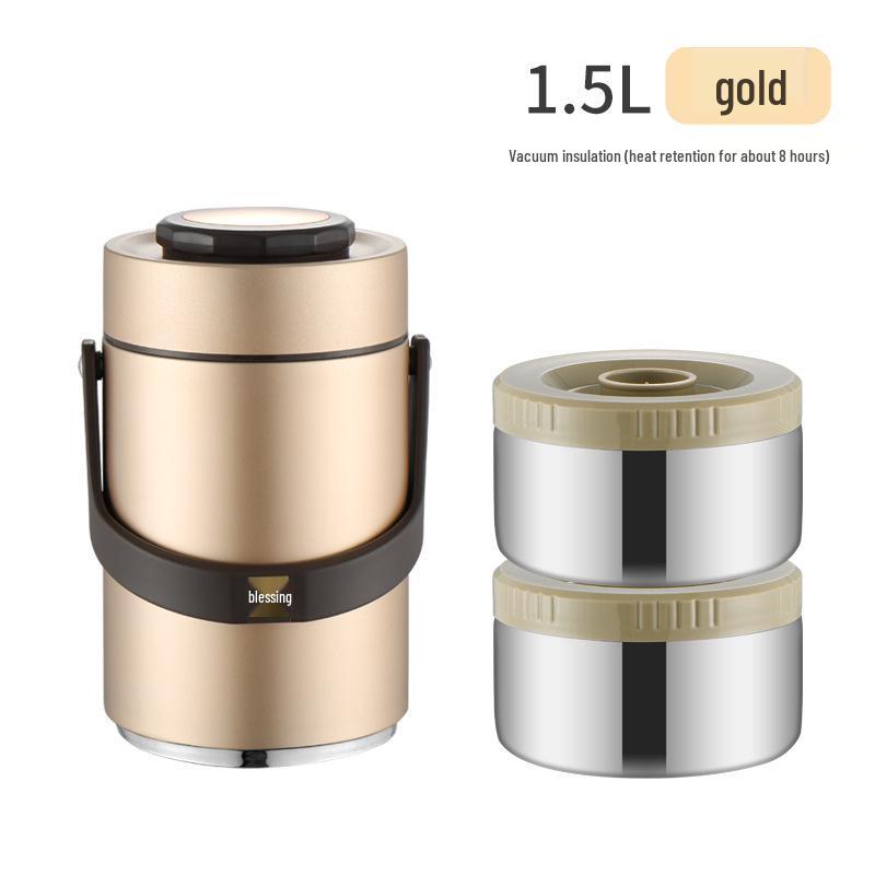 Three-Layer Insulated Stainless Steel Lunch Box - Large Capacity, Portable, Compartmented Container for Students and Office Workers