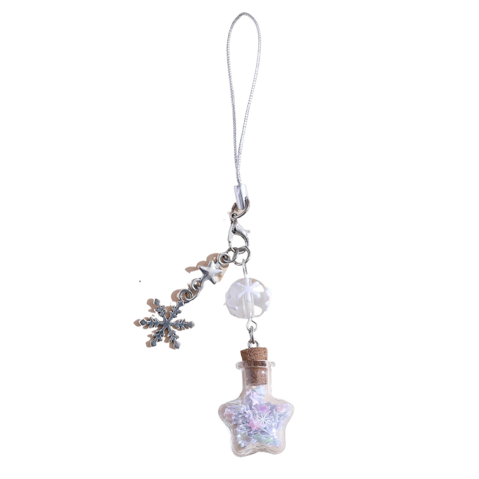 

Christmas Snowflake Drift Bottle Mobile Phone Chain Wishing Bottle Bag Pendant for Girlfriends Party Favors Festive Supplies