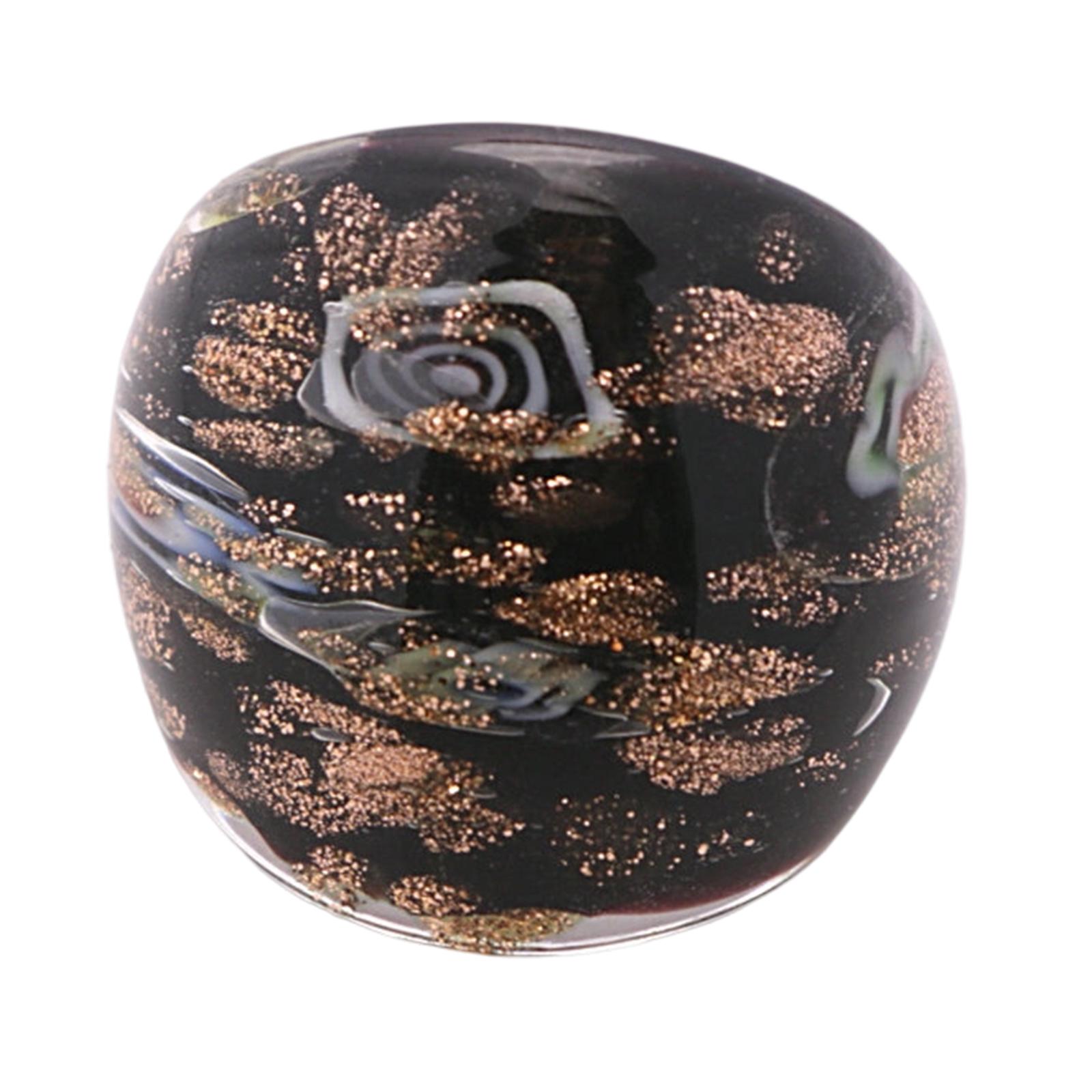 

Художня каблучка з муранського скла з унікальною інкрустацією золотим піском, ручної роботи, етнічні аксесуари для стильних жінок чорний