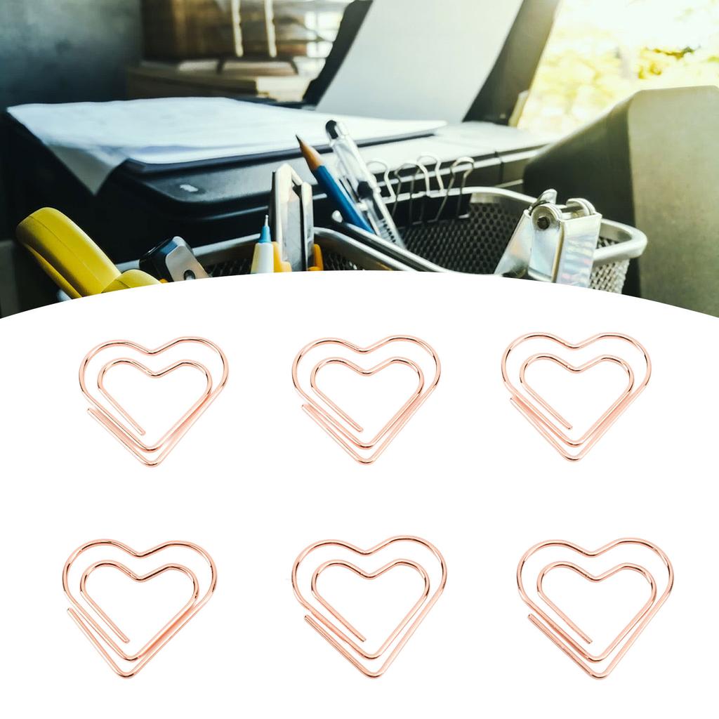 100pcs Hrt Shape Paper Clips Cute Metal Paper Clips Portable Adorable Small Paper Clips for Document Organization