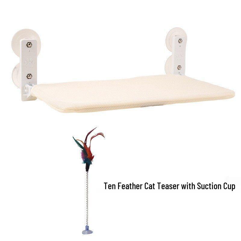 ערסל חתול לשיזוף: מיטה עם כוס יניקה לחלון לחתולים