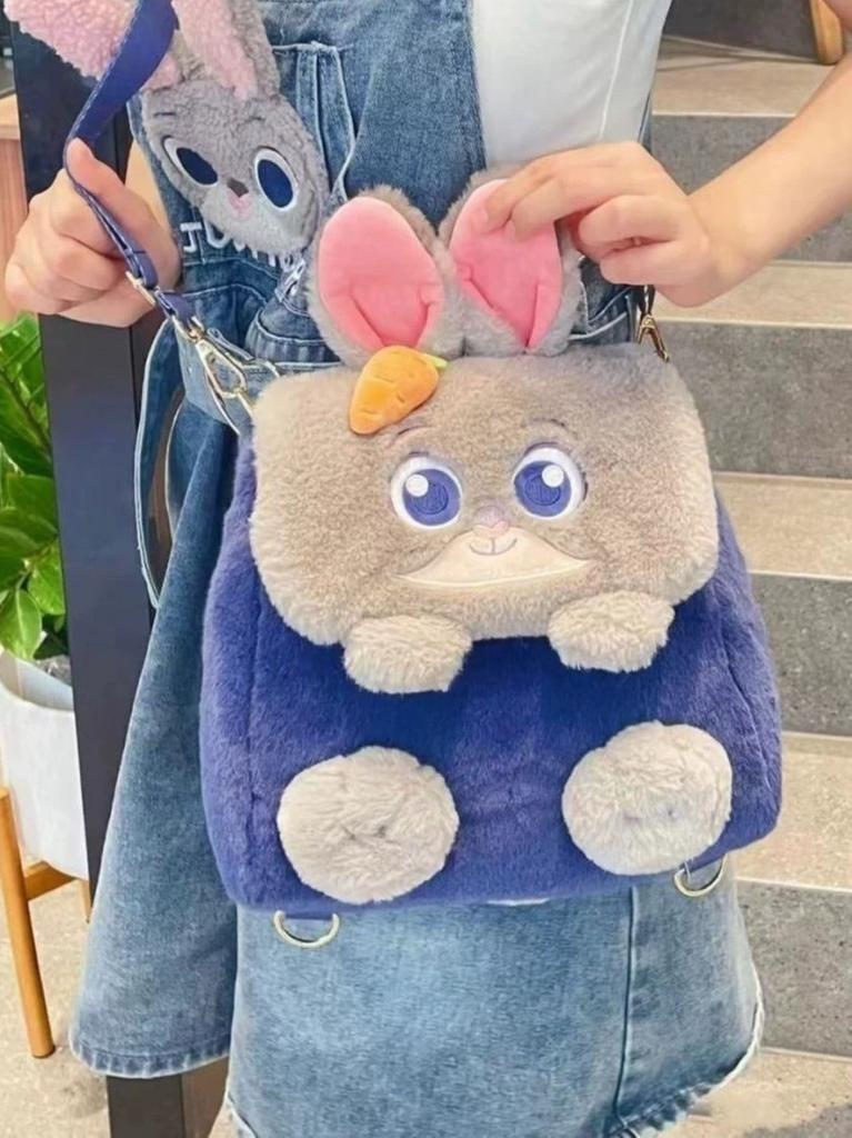 Zootopia Weiche Plüsch-Hasen-Tragetasche mit Klappenverschluss für den täglichen Gebrauch